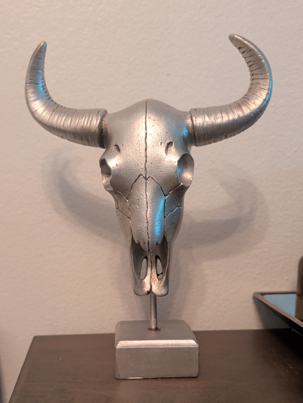 Silver Bull Skull Decor - Metallic Accent for Home